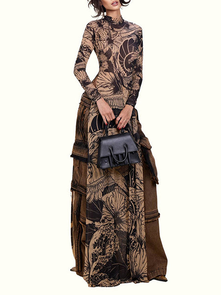 Printed Slit Tunic Top