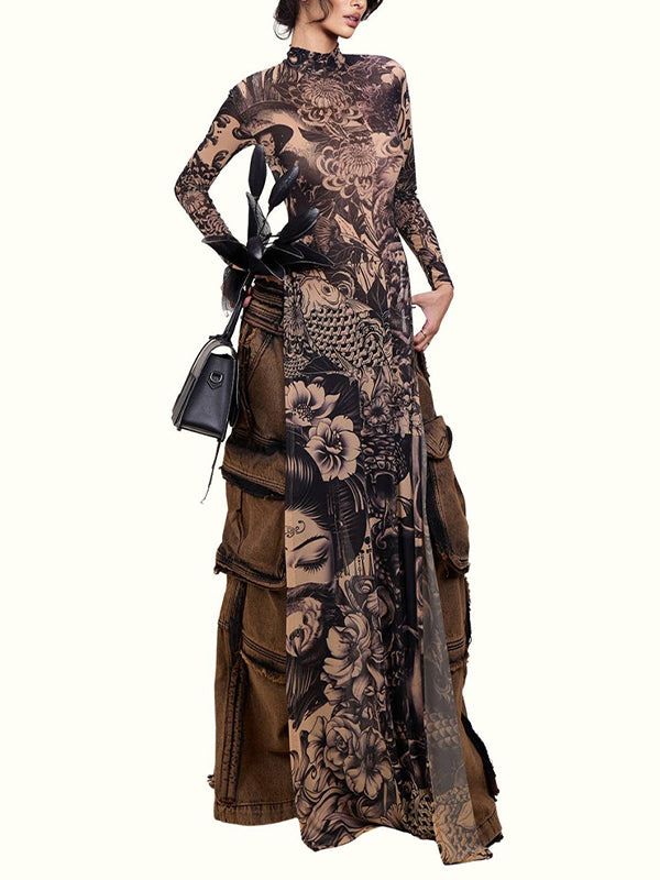 Printed Slit Tunic Top