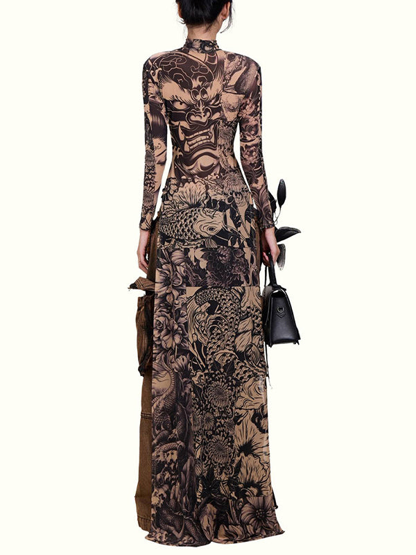 Printed Slit Tunic Top