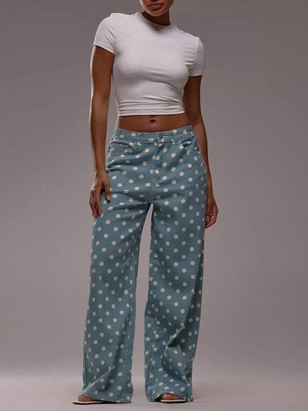 Dot Wide-Leg Jeans