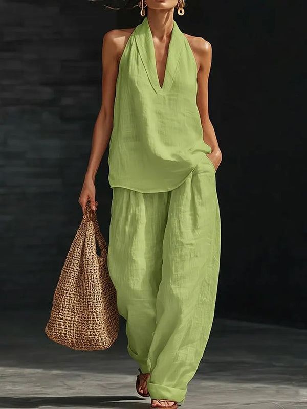 V-Neck Tank Top & Pants Set