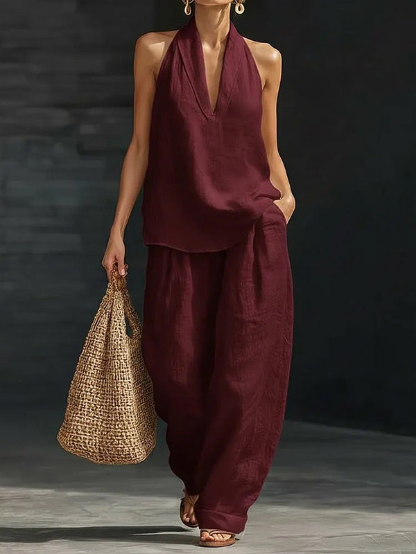 V-Neck Tank Top & Pants Set