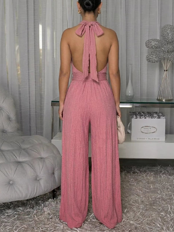 Belted Halter Jumpsuit