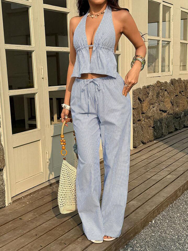 Stripe Halter Top & Pants Set