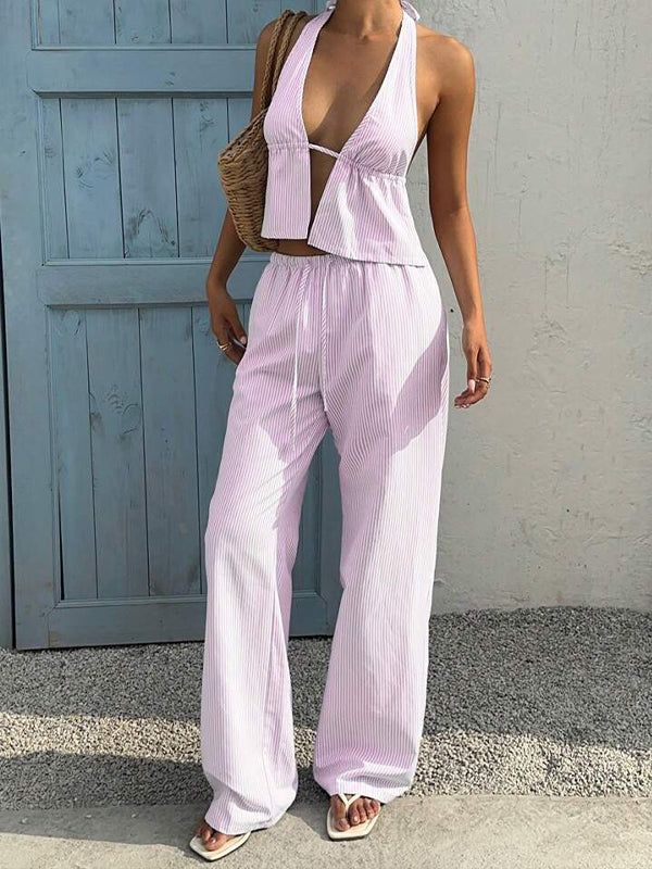 Stripe Halter Top & Pants Set