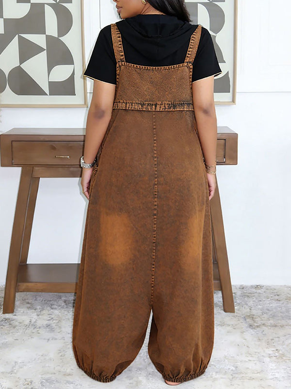 Wide-Leg Denim Overalls