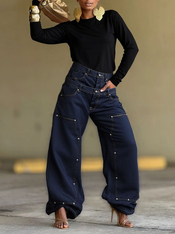 Double-Waist Combo Jeans