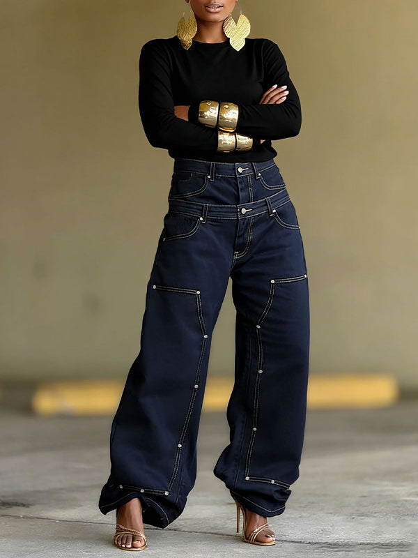 Double-Waist Combo Jeans