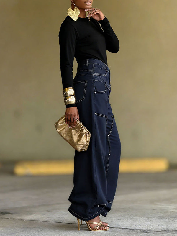 Double-Waist Combo Jeans