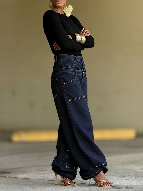 Double-Waist Combo Jeans
