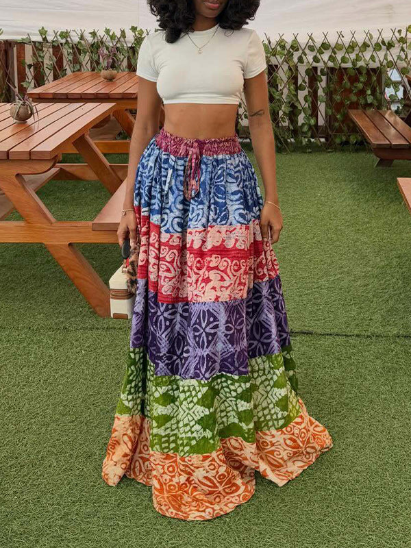 Printed Combo Skirt