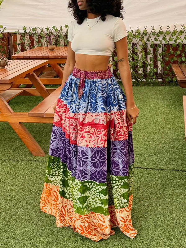 Printed Combo Skirt