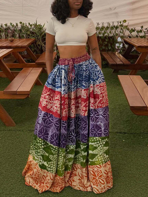 Printed Combo Skirt