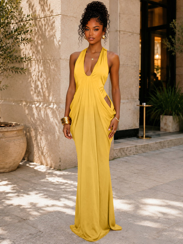 Ruched Sleeveless Maxi Dress