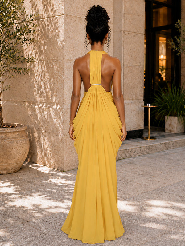 Ruched Sleeveless Maxi Dress