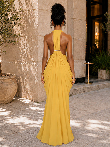 Ruched Sleeveless Maxi Dress