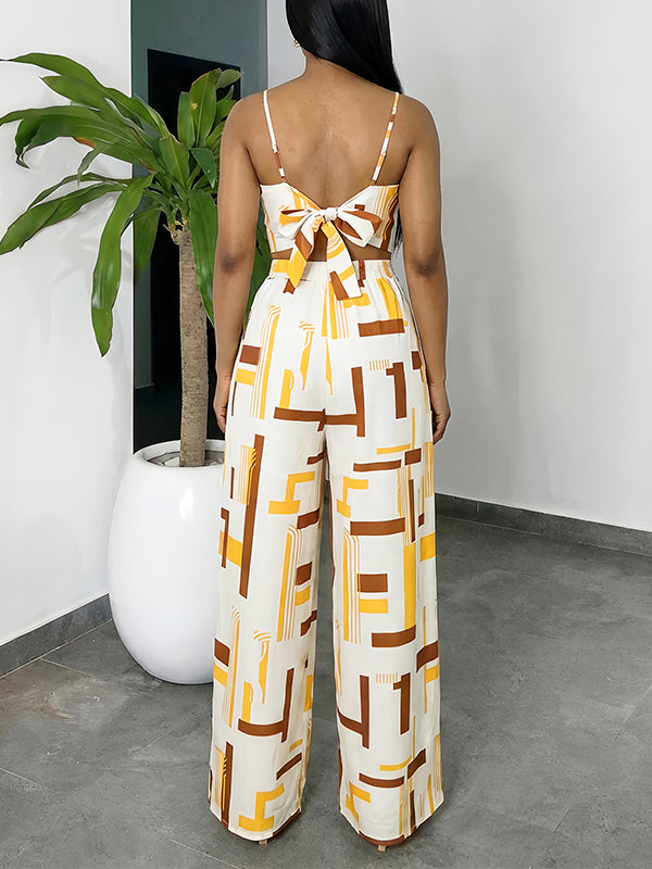 Printed Cami Top & Wide-Leg Pants Set