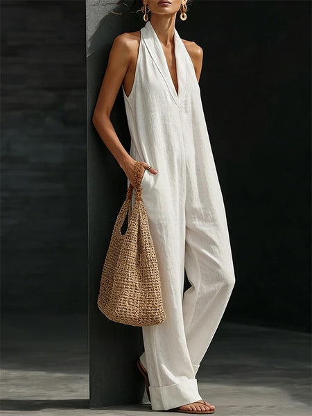 V-Neck Sleeveless Jumpsuit