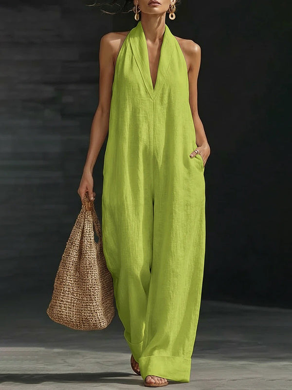 V-Neck Sleeveless Jumpsuit