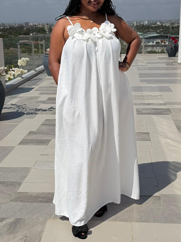 Solid Floral Cami Maxi Dress