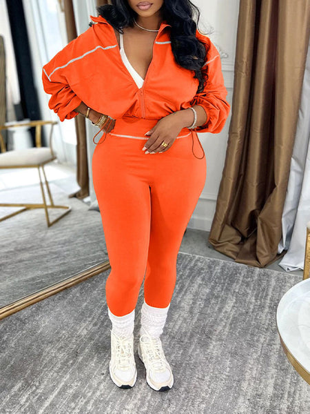 Stripe Zip-Front Jacket & Pants Set