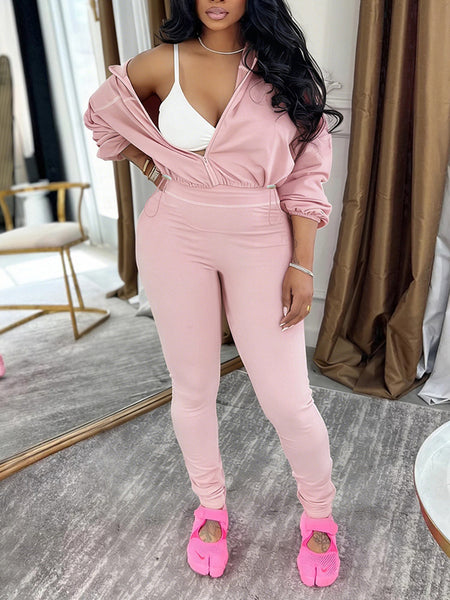 Stripe Zip-Front Jacket & Pants Set