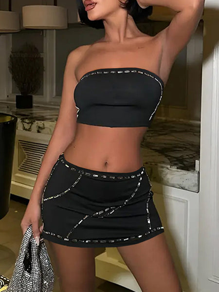 Studded Tube Top & Skirt Set