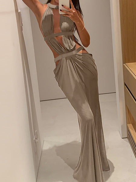 Cutout Halter Maxi Dress