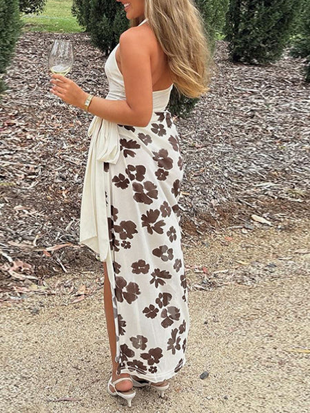 Printed Combo Halter Dress