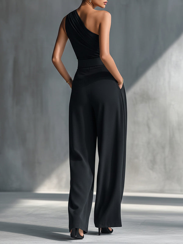 One-Shoulder Top & Wide-Leg Pants Set