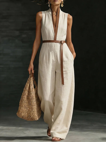 Contrast Sleeveless Jumpsuit