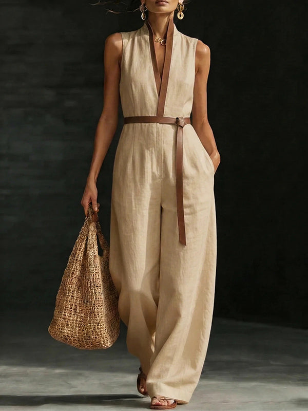 Contrast Sleeveless Jumpsuit