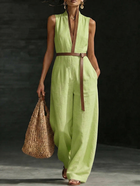 Contrast Sleeveless Jumpsuit