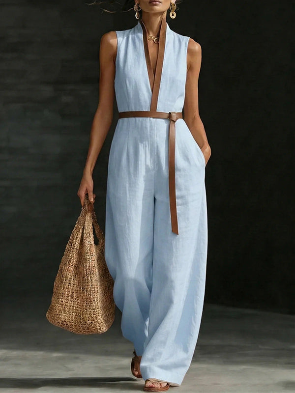 Contrast Sleeveless Jumpsuit