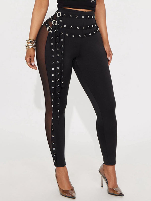 Sheer Combo Belted Pants