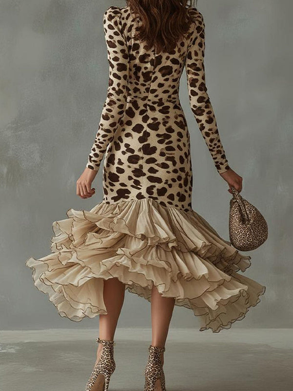 Ruffle Combo Printed Dress