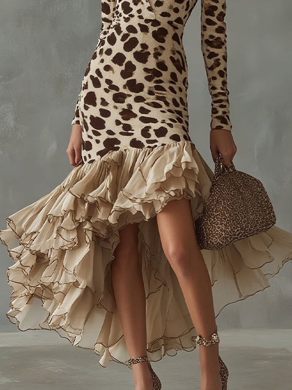 Ruffle Combo Printed Dress