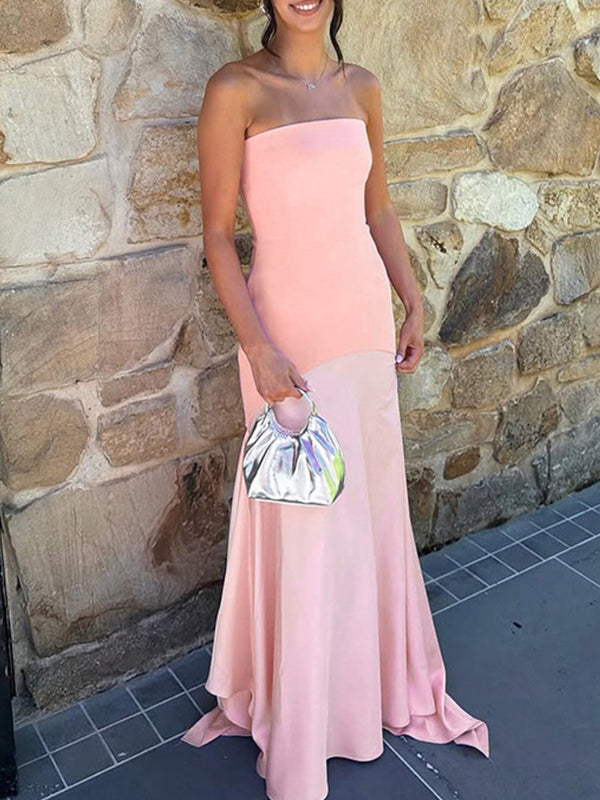 Strapless Combo Maxi Dress