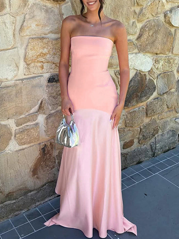 Strapless Combo Maxi Dress