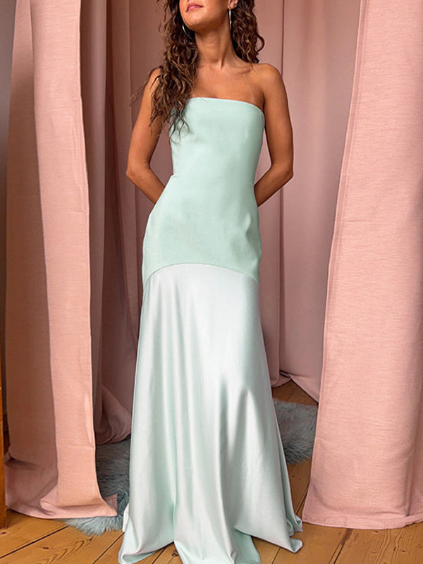 Strapless Combo Maxi Dress