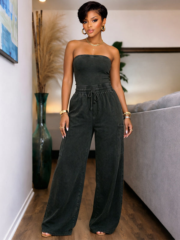 Washed Strapless Jumpsuit