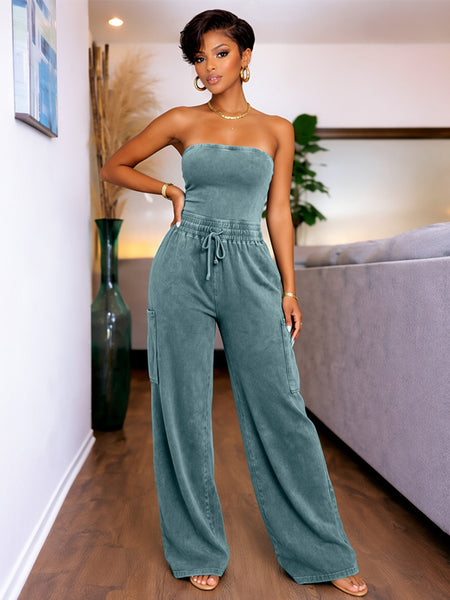 Washed Strapless Jumpsuit