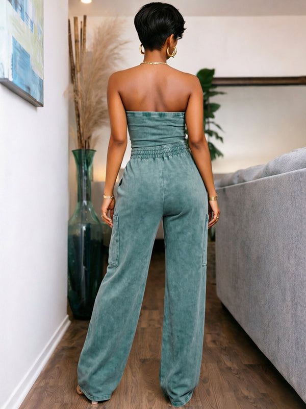 Washed Strapless Jumpsuit