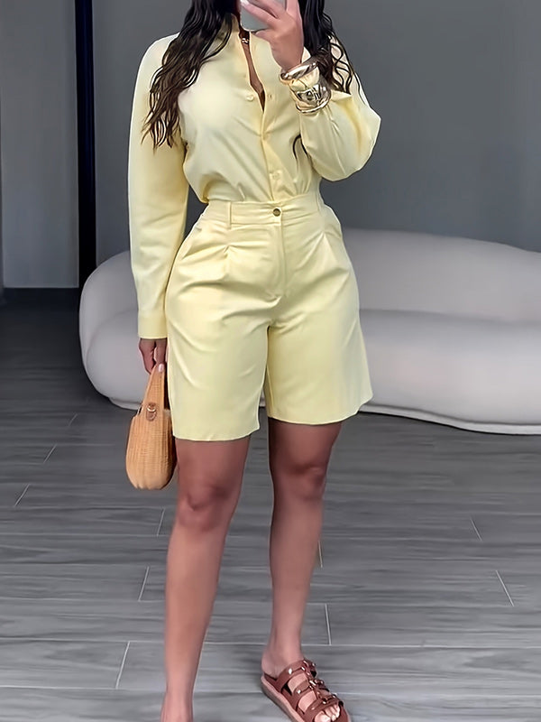 Solid Shirt & Bermuda Shorts Set