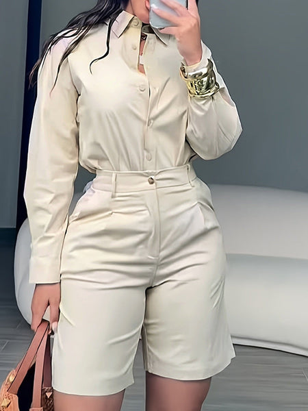 Solid Shirt & Bermuda Shorts Set