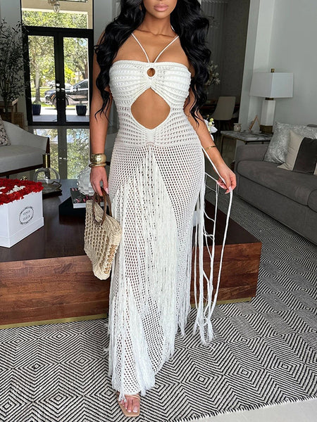 Knit Fringe Cami Dress