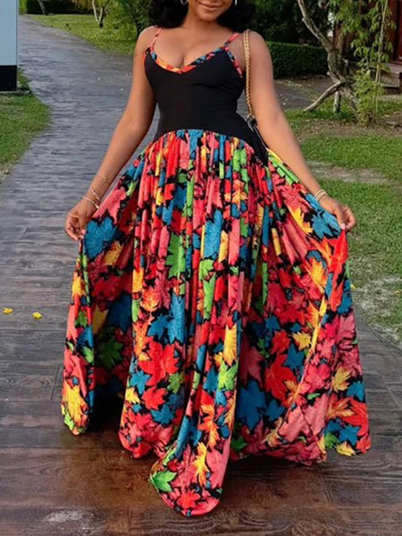 Printed Combo Cami Maxi Dress