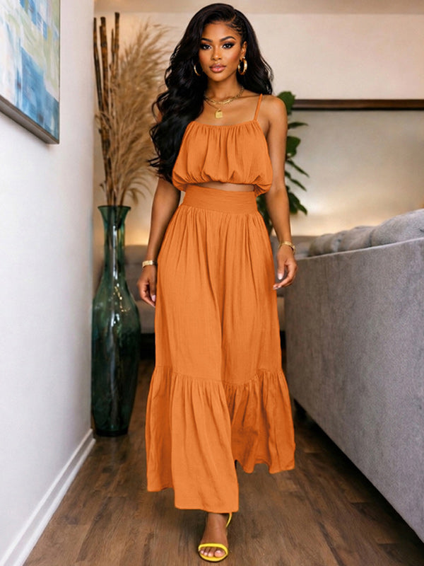 Solid Cami Top & Skirt Set