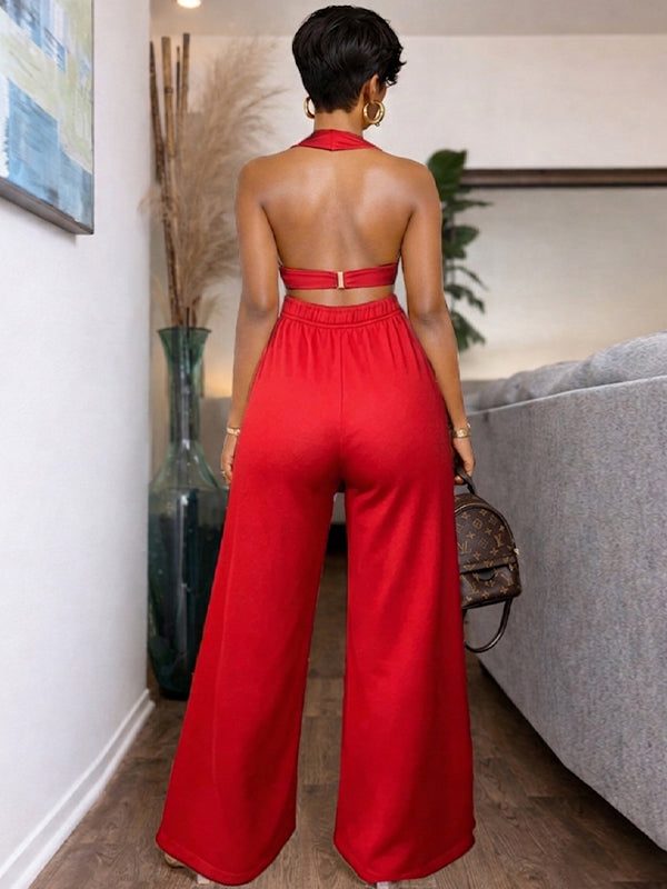 Eyelet Halter Top & Pants Set