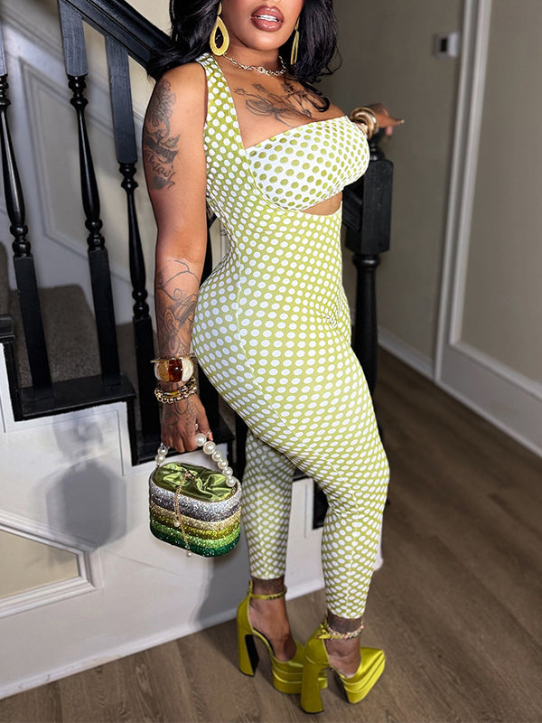 Dot Bandeau Top & Jumpsuit Set